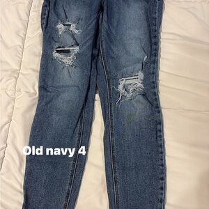 Old Navy Women's Distressed Skinny Jeans in Dark Blue Wash